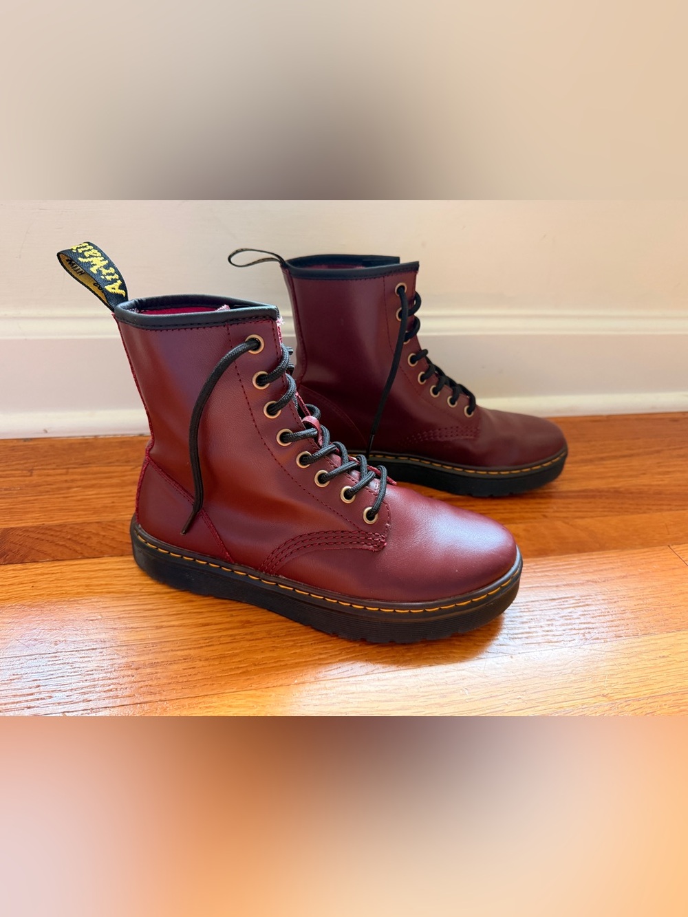 Dr. Martens Unisex Zavala Cherry Red Combat Boots